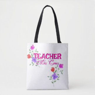 Tote Bag Fourre-tout de l'enseignant avec nom personnalisé