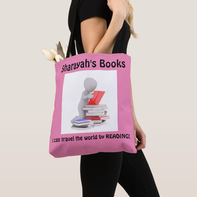 Tote Bag Fourre-tout de livre avec nom personnalisé (De près)