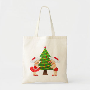 Tote Bag Fourre-tout de Noël avec bébé Vintage fille et gar