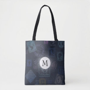 Tote Bag Fourre-tout de timbre vintage avec initial