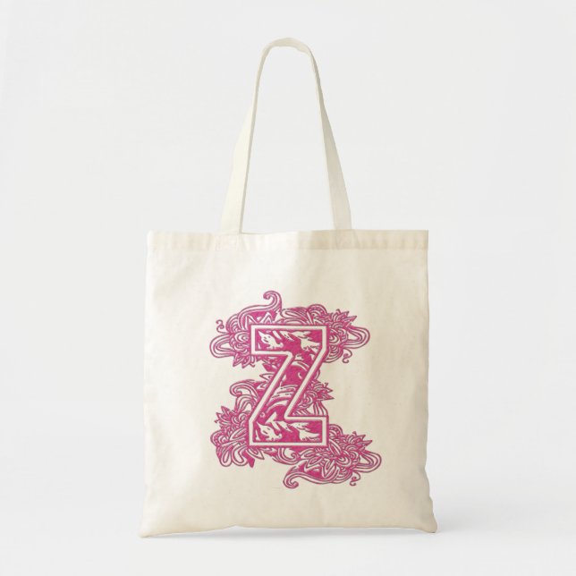 TOTE BAG FOURRE-TOUT DÉCORÉ D'UN MONOGRAMME - LETTRE ROSE Z (Devant)