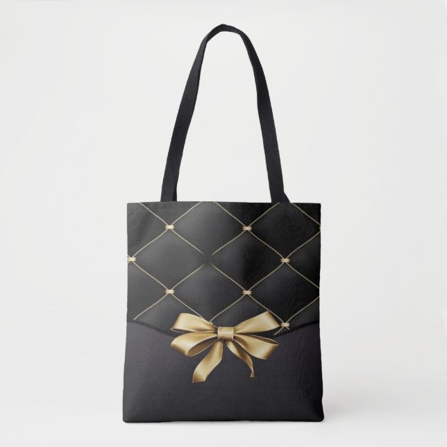 Tote Bag Fourre-tout Diamant Noir & Or (Devant)