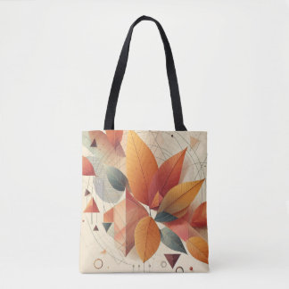 Tote Bag Fourre-tout élégant avec feuille et Motif géométri