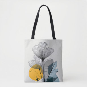 Tote Bag Fourre-tout en fleur linéaire