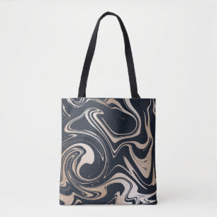 Tote Bag Fourre-tout en marbre noir/or