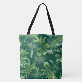 Tote Bag Fourre-tout entièrement imprimée à feuilles végéta