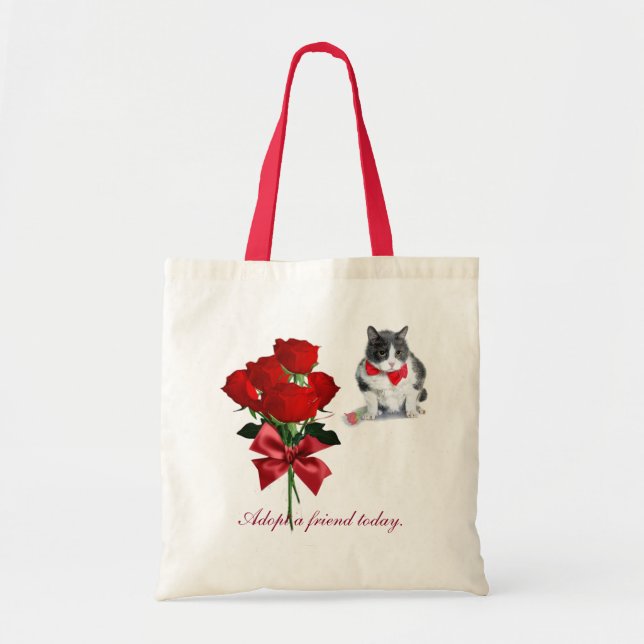 Tote Bag fourre-tout :  Felix, le chat, la Saint-Valentin (Devant)
