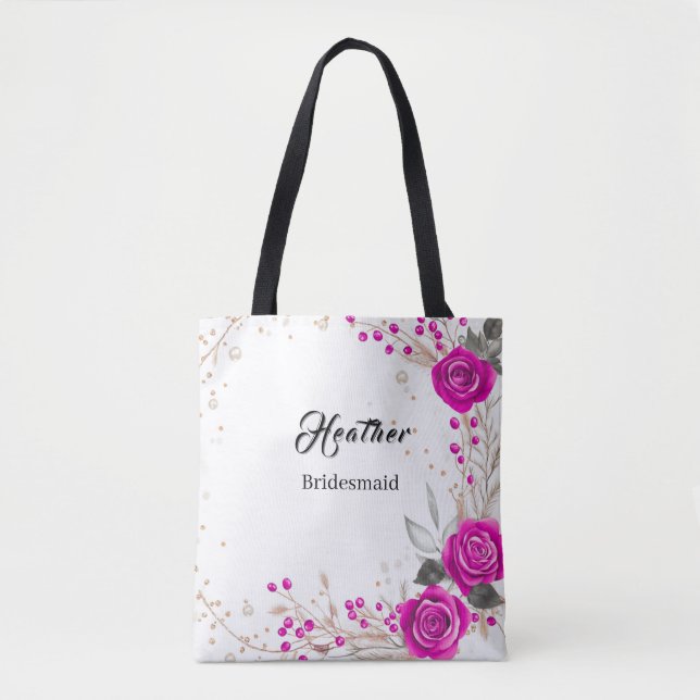 Tote Bag Fourre-tout, femme de chambre rose et blanc (Devant)
