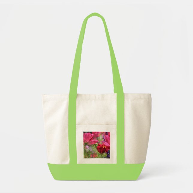 Tote Bag Fourre-tout floral, fleurs sauvages roses, (Devant)