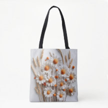 Fourre-tout florale blanche avec À damiers orange