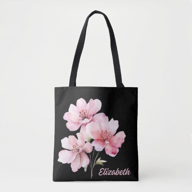 Tote Bag Fourre-tout florale personnalisée (Devant)