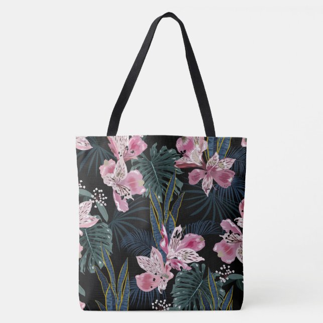 Tote Bag Fourre-tout florale rose hawaïenne tropicale (Devant)