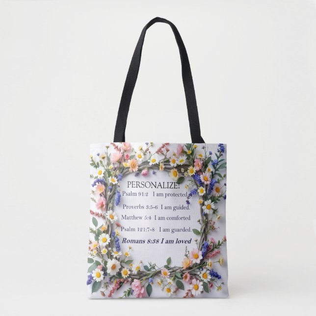 Tote Bag Fourre-tout Inspirationnelle personnalisée avec fl (Devant)