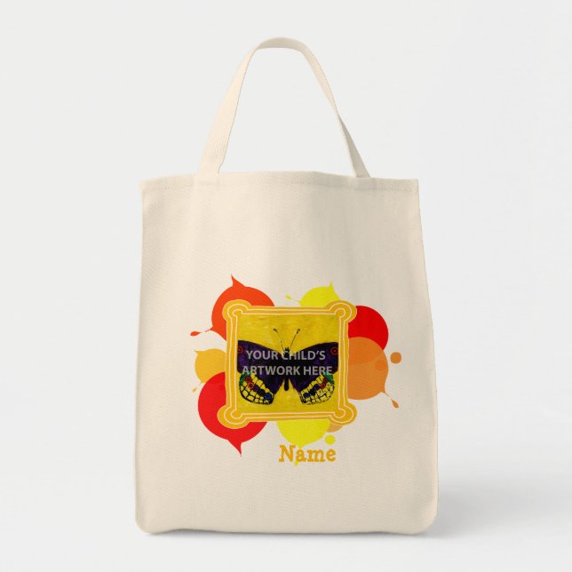 Tote Bag Fourre-tout jaune et par rouge peint $15,95 (Devant)