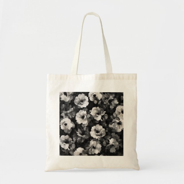Tote Bag Fourre-tout monochrome florale Pixellée (Devant)