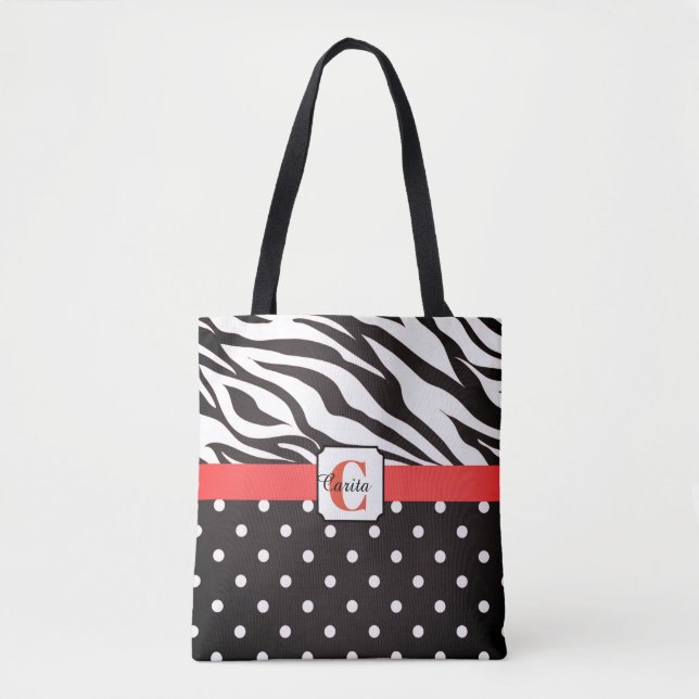 Tote Bag Fourre-tout Monogrammé Zebra Polka (Devant)