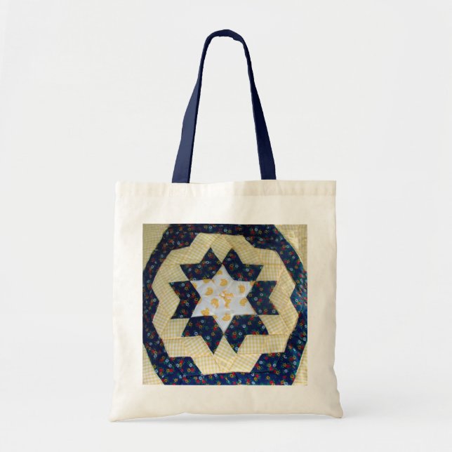 Tote Bag Fourre-tout - Motif à fleurs étoilées (Devant)