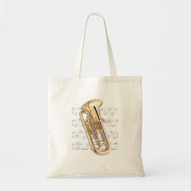 Tote Bag Fourre-tout - musique d'euphonium et de feuille (Devant)