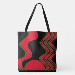 Tote Bag fourre-tout NOIR ET VERT ROUGE