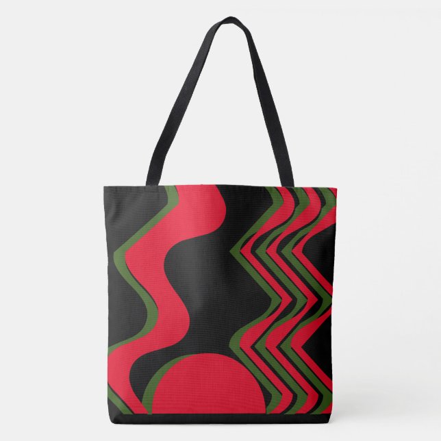 TOTE BAG FOURRE-TOUT NOIR ROUGE ET VERT (Devant)