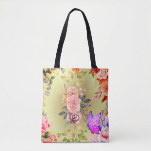 Tote Bag fourre-tout ornée d'une explosion de fleurs coloré