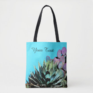 Tote Bag Fourre-tout personnalisé coloré, agave et cactus