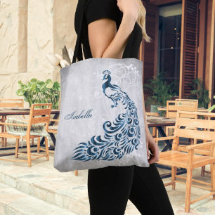 Tote Bag Fourre-tout personnalisée Blue Peacock