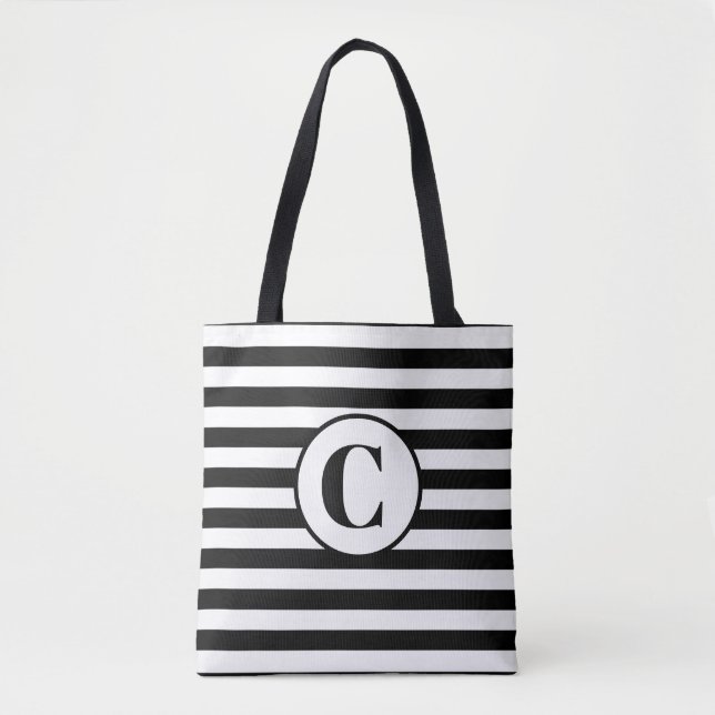 Tote Bag Fourre-tout Personnalisée Gravée Noir Et Blanc (Devant)