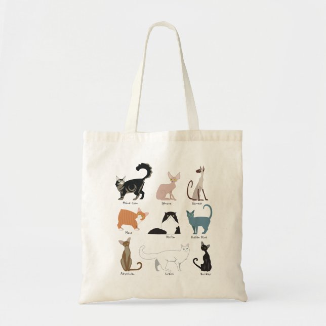 Tote Bag Fourre-tout populaire des races de chats (Devant)