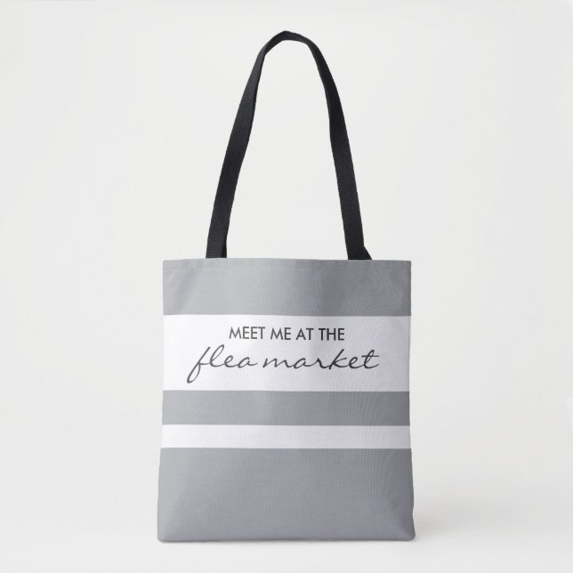 Tote Bag Fourre-tout rayé gris et blanc tendance (Devant)
