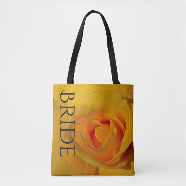 Tote Bag Fourre-tout rose jaune pour la mariée (Devant)