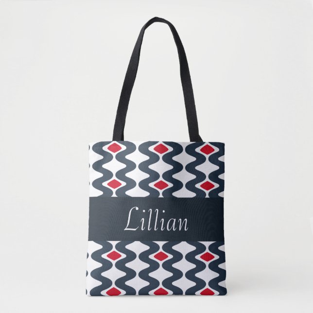 Tote Bag Fourre-tout rouge et bleu (Devant)