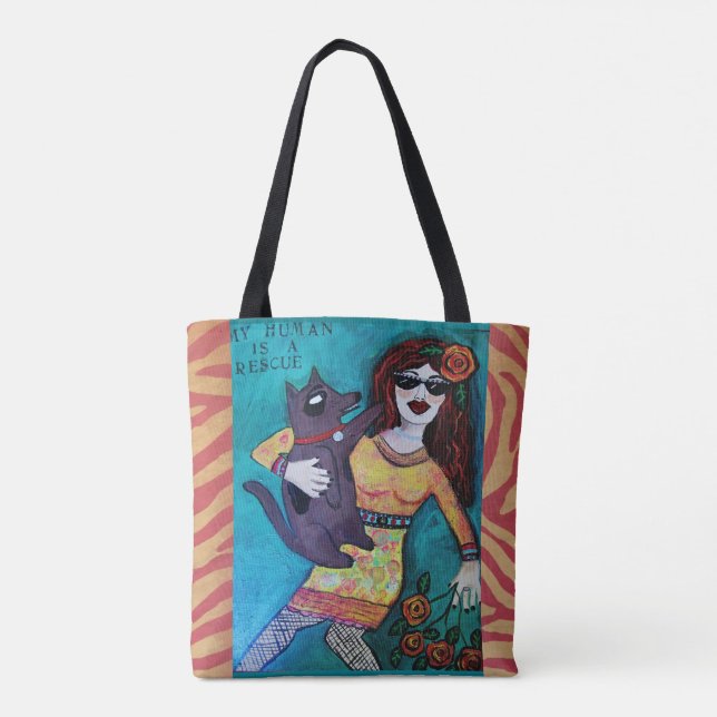 Tote Bag Fourre-tout sac-mon humain est une délivrance (Dos)