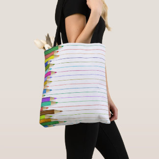 Tote Bag Fourre-tout tout-en-un - Lignes de crayon coloré