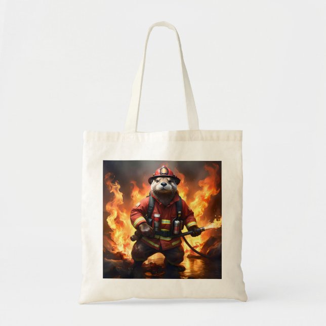 Tote Bag **"Fourrure et Flammes : Le contre-feu du pompier  (Devant)