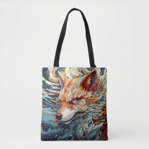 Tote Bag Fox Colorful Animal Enchanter Abstrait