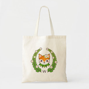 Tote Bag Fox de fleur décoré d'un monogramme