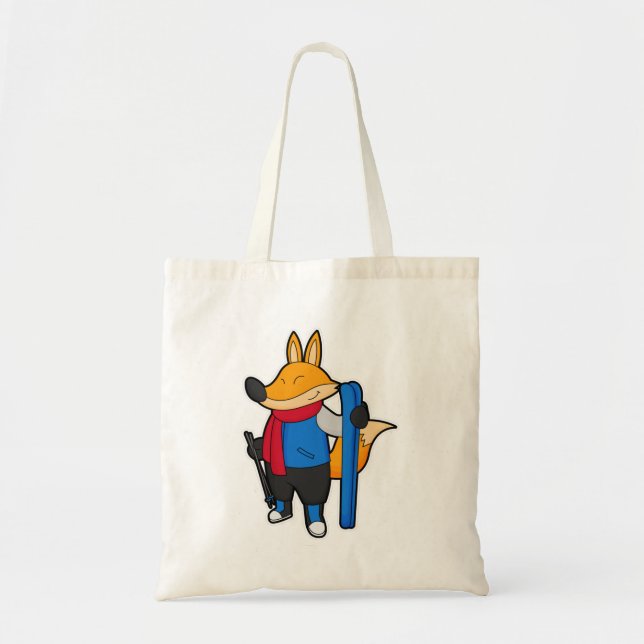 Tote Bag Fox en ski avec ski (Devant)