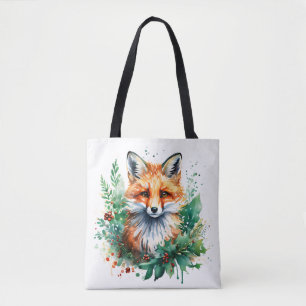 Tote Bag Fox et Holly avec baies rouges