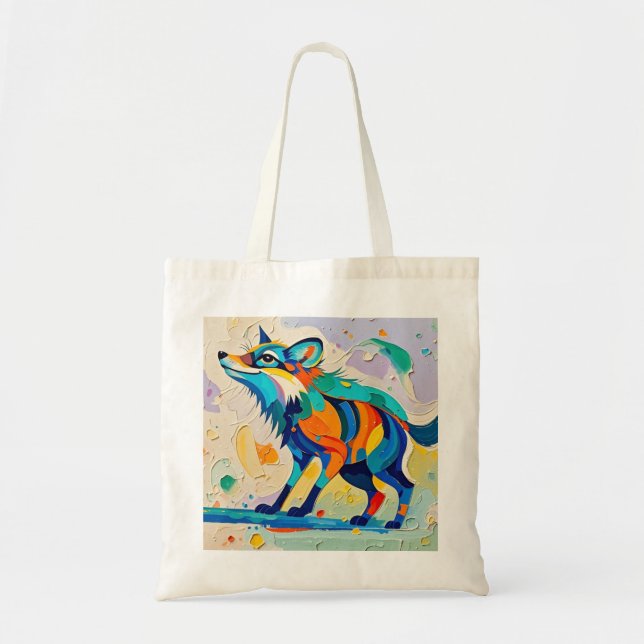 Tote Bag Fox Expressive abstrait animal art design (Devant)