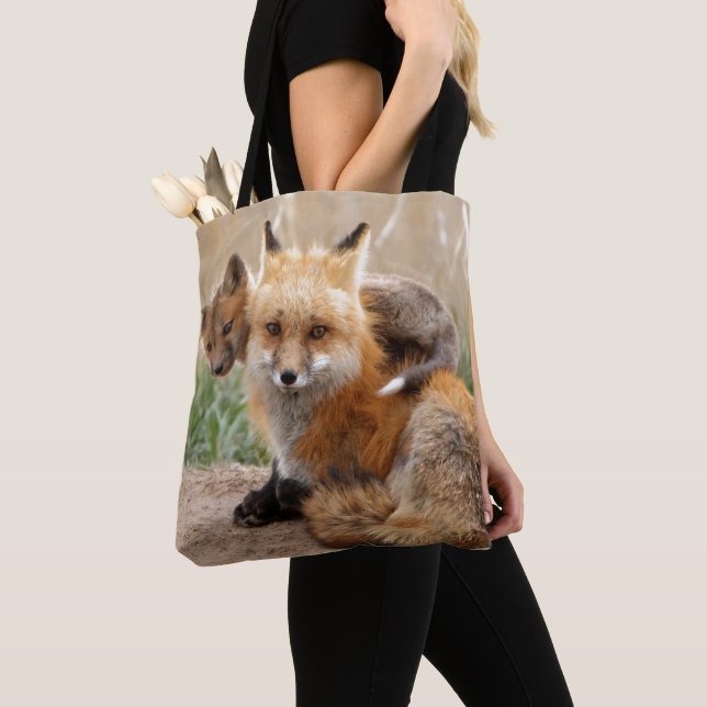 Tote Bag Fox rouge et bébé (De près)