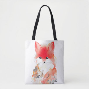 Tote Bag Fox Wild Animal Nature Aquarelle Art Peinture