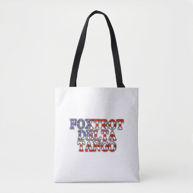 Tote Bag Foxtrot Delta Tango Patriotique (Devant)
