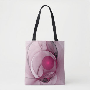 Tote Bag Fractal, moderne Berry Abstrait Art rose