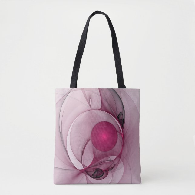 Tote Bag Fractale balançante, Art Abstrait Moderne Rose Ber (Devant)