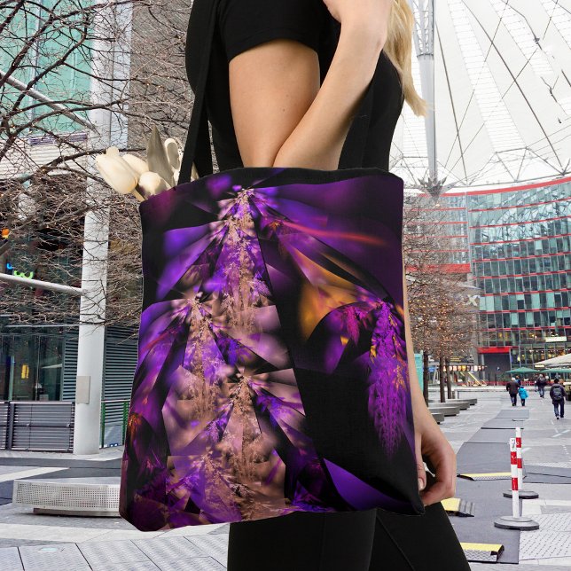 Tote Bag fractale moderne en noir et violet (Créateur téléchargé)