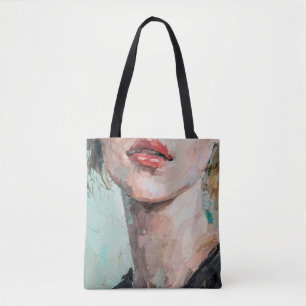 Tote Bag Fragment de peinture artistique. Portrait d'une fi