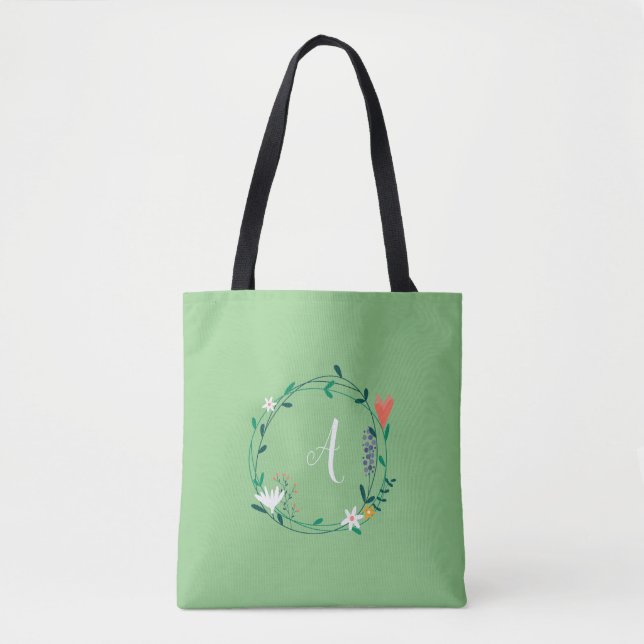Tote Bag Fraîche printemps Floral Garland Personnalisé (Devant)