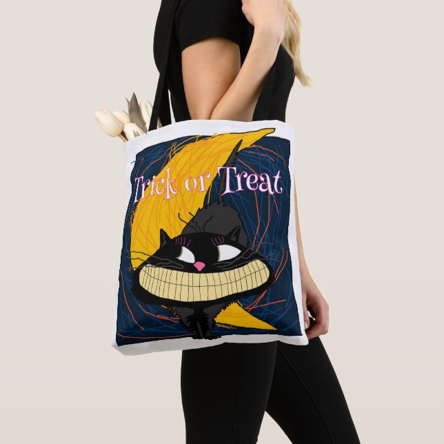 Tote Bag Fraidy Chat Halloween Trick ou Treat (De près)