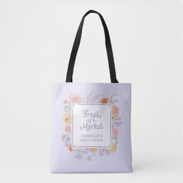 Tote Bag Frais du marché floral violet  (Devant)